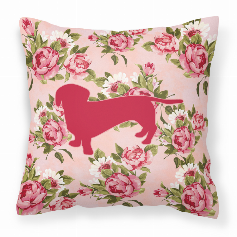 Carolines Treasures Dog Silhouette Shabby Chic Roses Fabric Decorative Pillow, Roses Design 