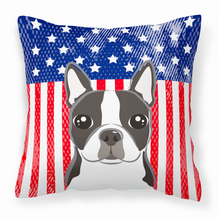 Carolines Treasures USA Design with Dog Fabric Decorative Pillow, 14x14 Inches, Polyester Resilient