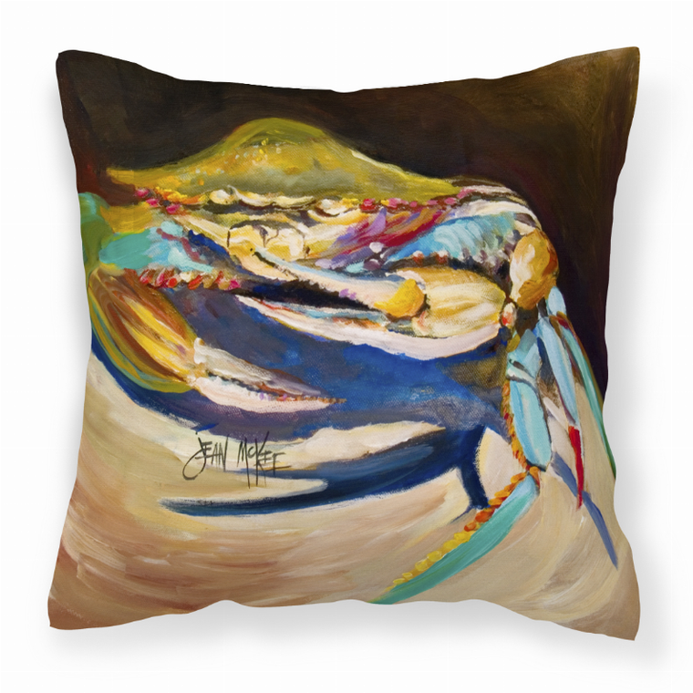 Carolines Treasures Crab Painting Fabric Decorative Pillow, 14x14 Inches, Polyester, cheerful, bright