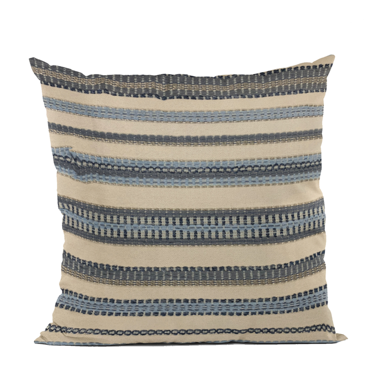Plutus Blue, Beige Lanes Stripe Luxury Throw Pillow - 017247669303