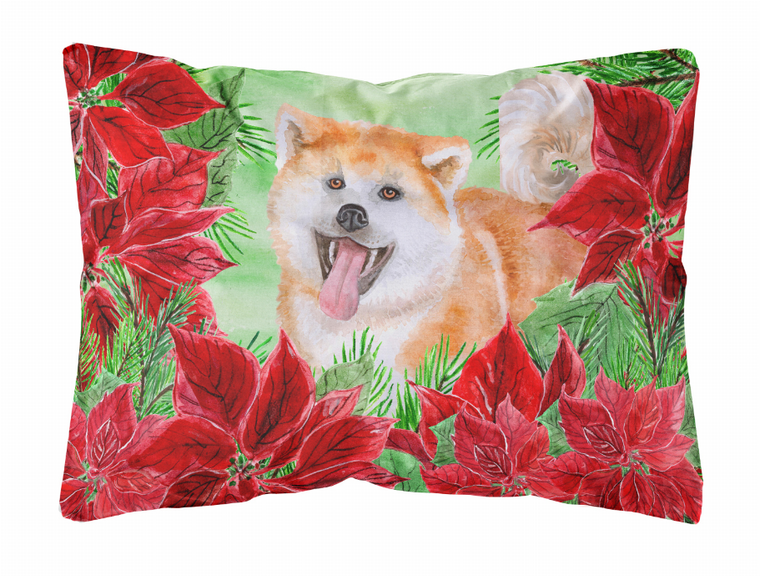 Poinsettas Dog Art Canvas Fabric Decorative Pillow - 652259193387