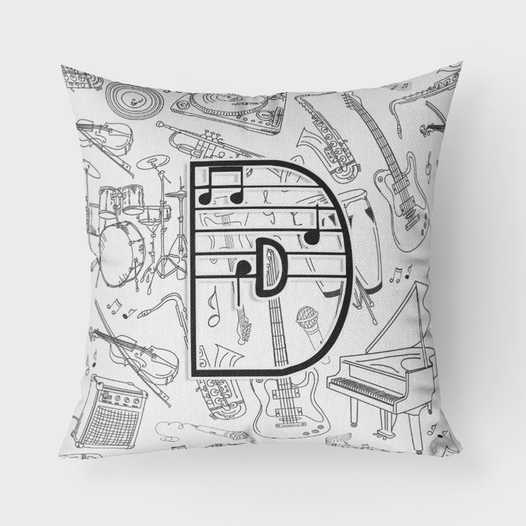 Carolines Treasures, Inc Letter Musical Note Letters Fabric Decorative Pillow, 18 x 18 Inches, Durable