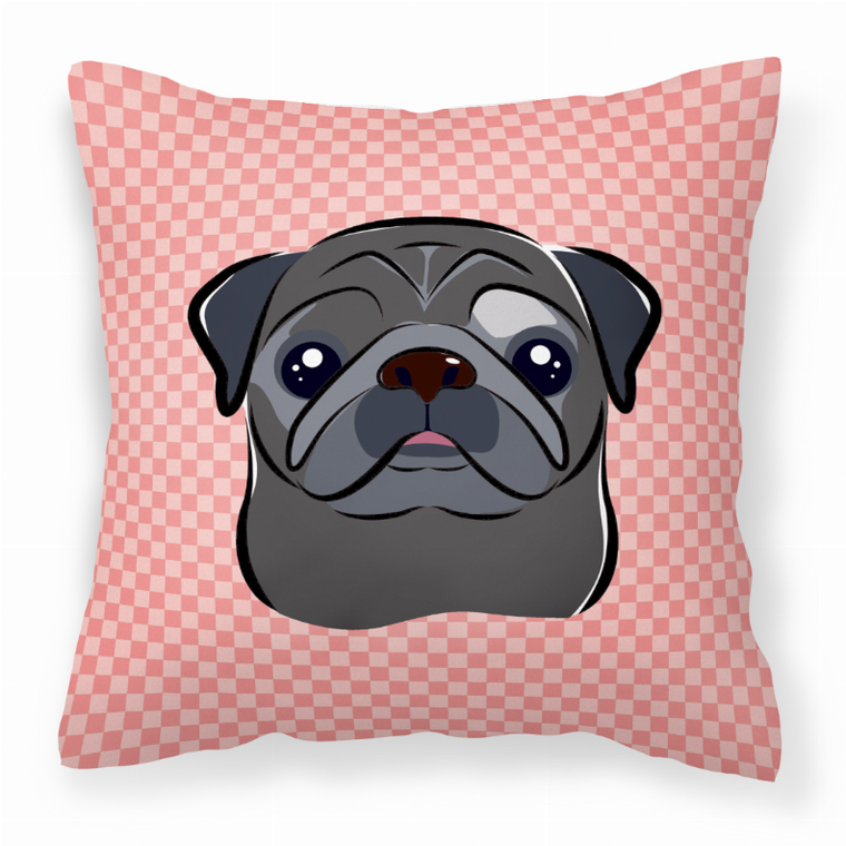 Carolines Treasures Dog Face Checkerboard Design Fabric Decorative Pillow, 14x14 Inches, soft, cheerful   