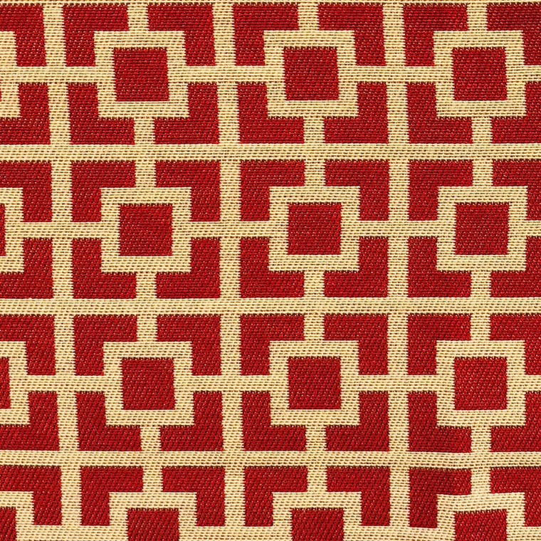 Plutus Crimson Square Red and Beige Luxury Throw Pillow - 663701003178