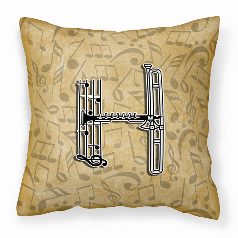 Carolines Treasures, Inc Monogram Letter Musical Instrument Alphabet Fabric Decorative Pillow, 14x14 Inches, 100% Polyester, soft, vibrant