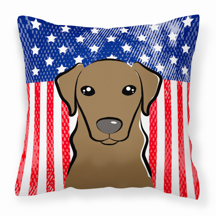 Carolines Treasures American Flag and Dog Fabric Pillow, 18 x 18 Inches, Cozy Home Accent
