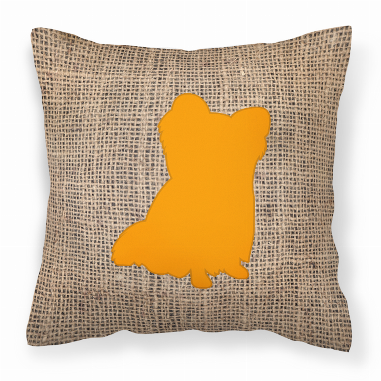 Carolines Treasures Dog Silhouette Burlap Fabric Decorative Pillow, Blue-Orange, 14x14 Inches, Decorative Throw Cushion