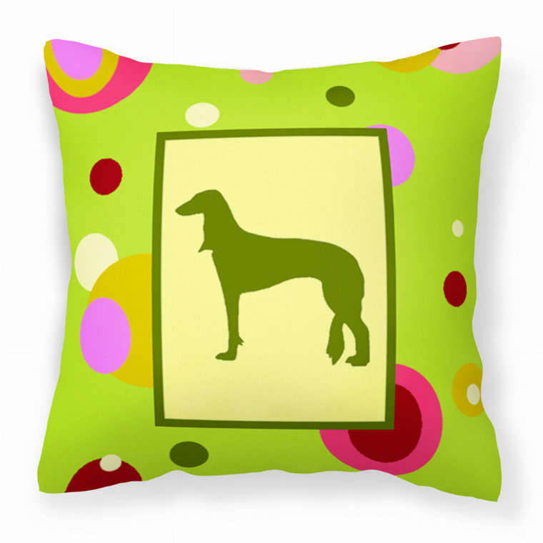 Carolines Treasures Green Fabric Decorative Pillow with Dog Silhouette, Green, 14x14 Inches, cheerful comfy