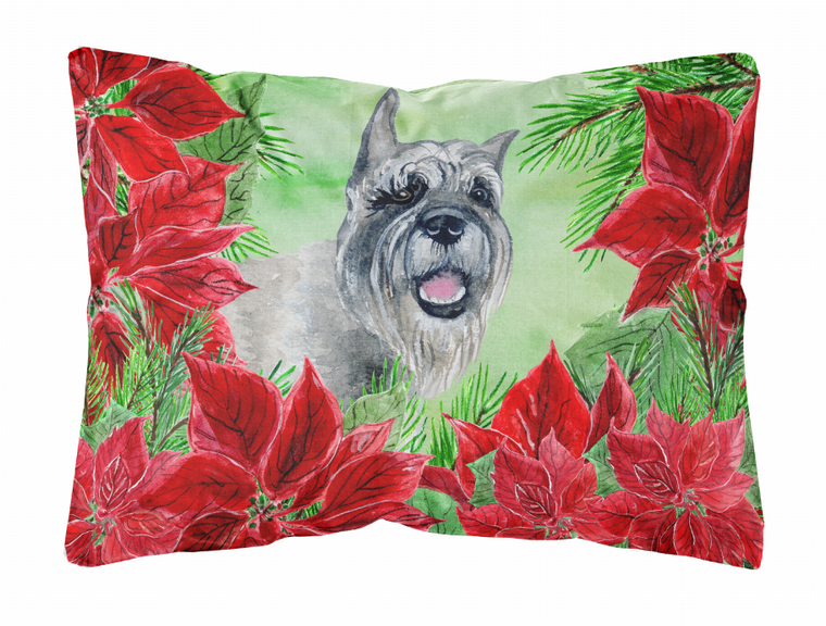 Poinsettas Dog Art Canvas Fabric Decorative Pillow - 652259192977