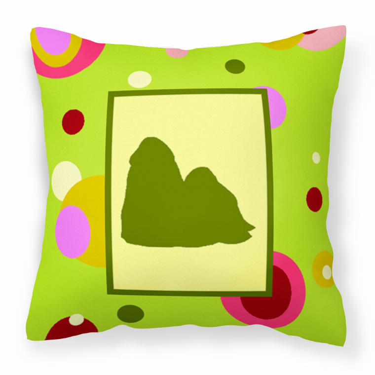 Green Fabric Decorative Pillow with Dog Silhouette - 615872499595