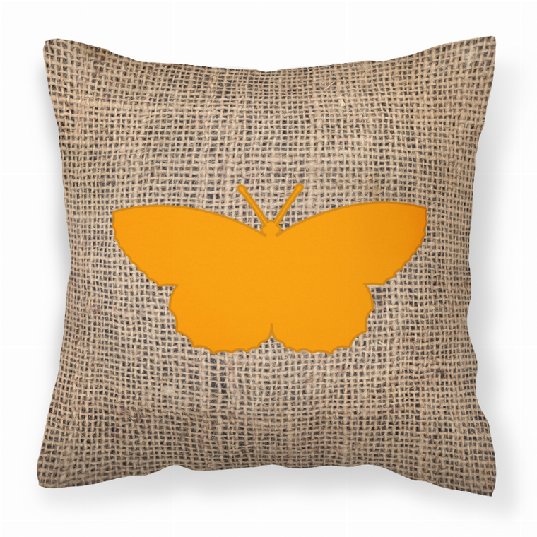 Carolines Treasures, Inc Butterfly Burlap Fabric Decorative Pillow, Blue-Orange, 18x18 Inches Luxury Sofa Cushion