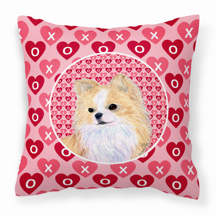 Hearts Love and Valentine's Day Dog Portrait Fabric Decorative Pillow - 638508359483