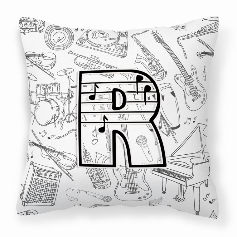 Carolines Treasures, Inc Monogram Letter Musical Note Fabric Decorative Pillow, 14x14 Inches, 100% Polyester, soft, cheerful