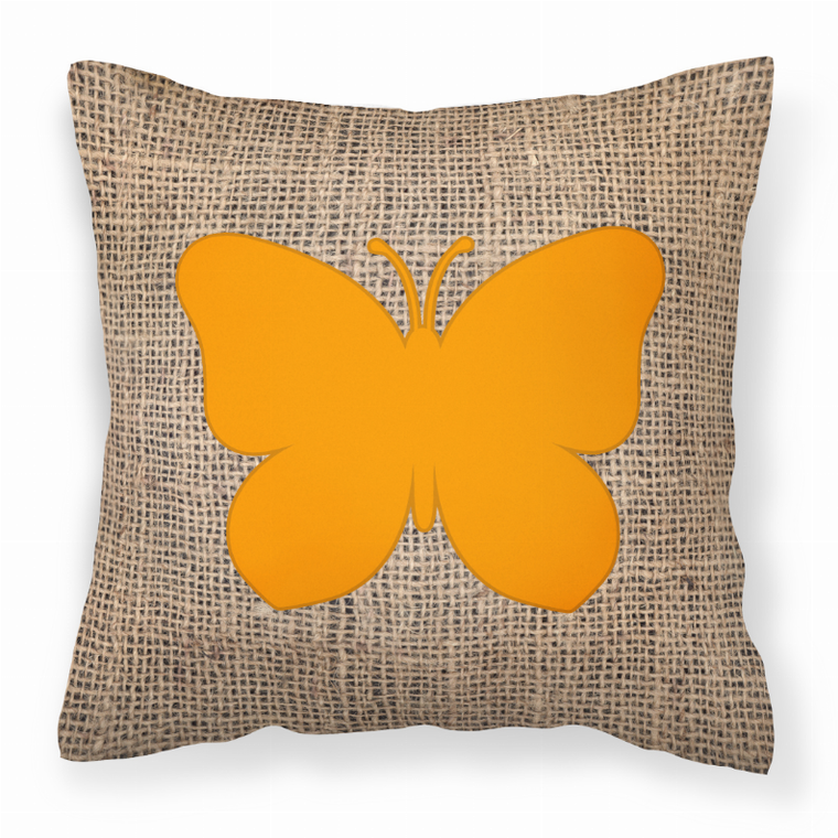 Carolines Treasures Butterfly Burlap Fabric Decorative Pillow, Blue-Orange, 18x18 Inches Durable Sofa Cushion