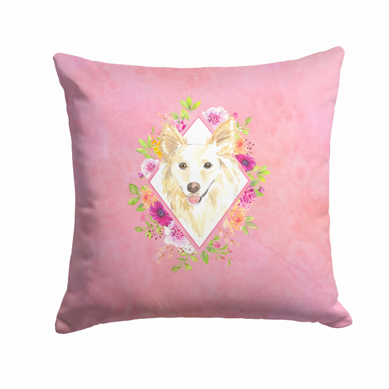 Floral Design with Dog Picture Fabric Decorative Pillow - 194030081624