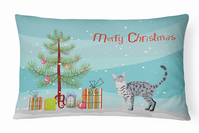 Caroline's Treasures Cat Art/Merry Christmas Canvas Fabric Decorative Pillow, 12x16 Inches, Canvas Holiday Accent