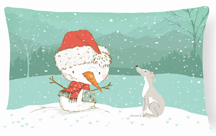 Snowman Christmas Dog Art Canvas Fabric Decorative Pillow - 652259282593