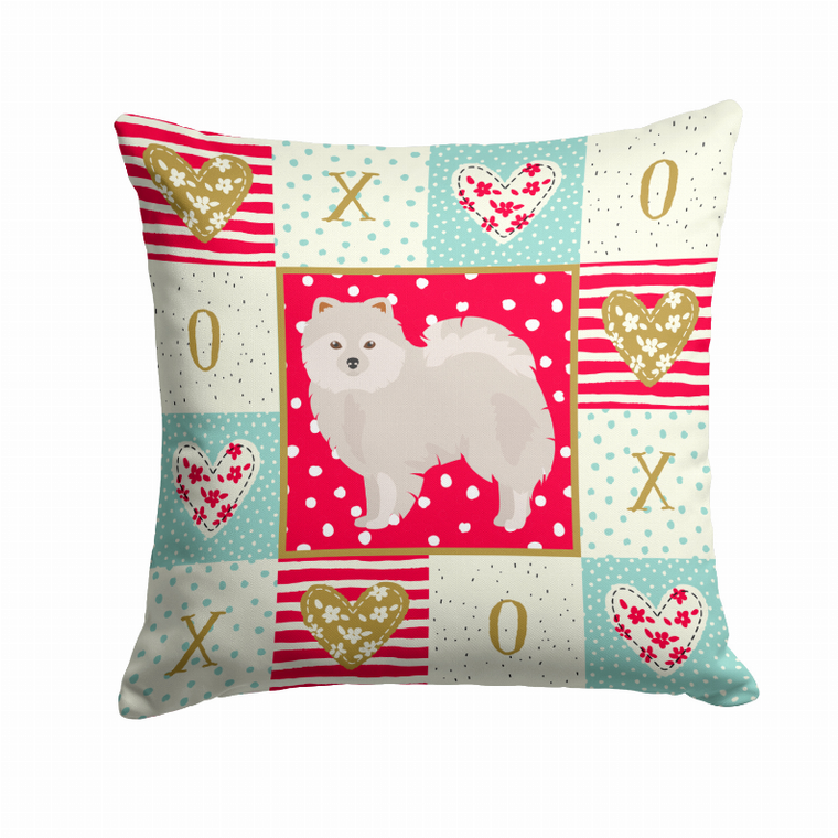 Carolines Treasures Love Design with Dog Fabric Decorative Pillow, 14x14 Inches, Polyester, Charming Cozy