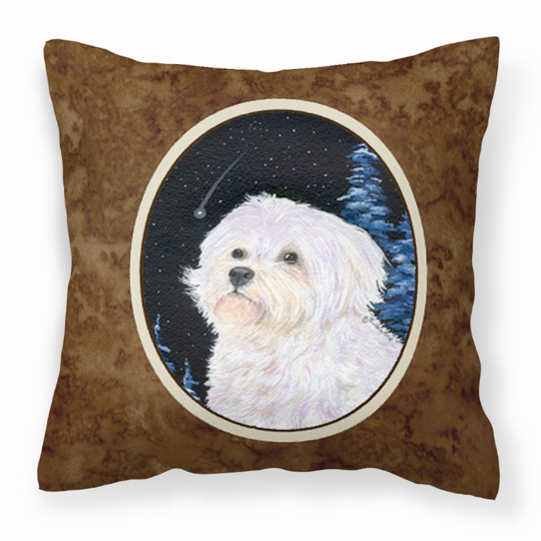Starry Night Design with Dog Picture Fabric Decorative Pillow - 615872504862