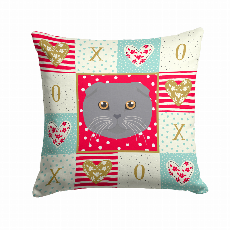 Caroline's Treasures Cat Face Love Fabric Decorative Pillow, 14x14 Inches, Polyester 