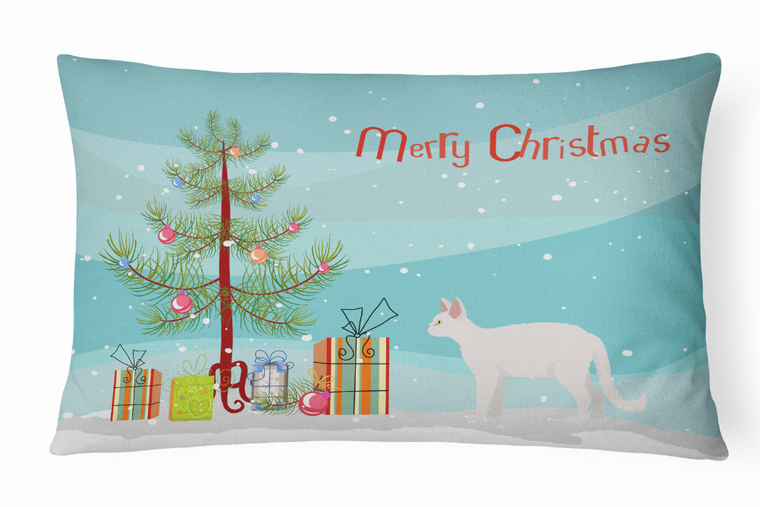 Carolines Treasures, Inc Cat Art/Merry Christmas Canvas Fabric Decorative Pillow, 12x16 Inches, Polyester Canvas