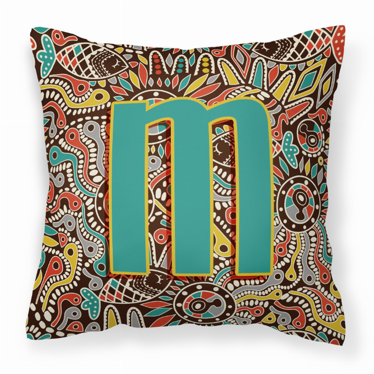 Monogram Letter Retro Tribal Alphabet Fabric Decorative Pillow - 615872978694