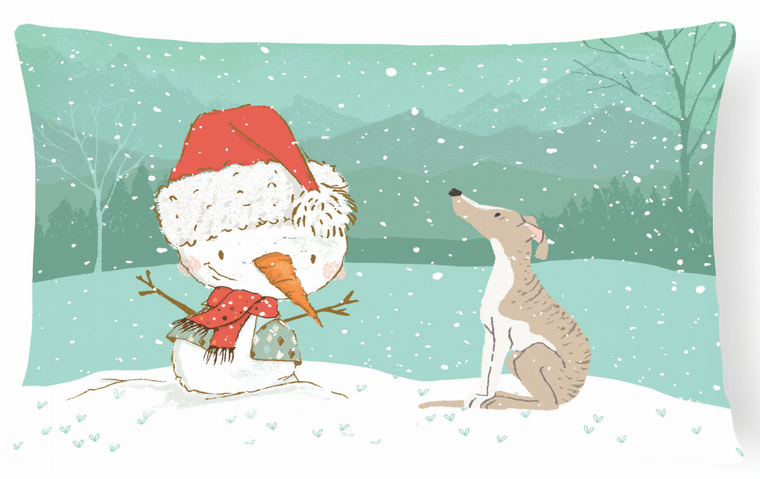 Snowman Christmas Dog Art Canvas Fabric Decorative Pillow - 652259282494