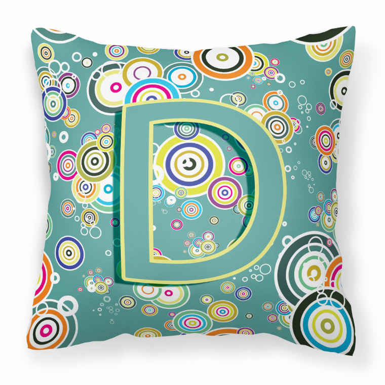 Carolines Treasures Monogram Letter Circle Alphabet Fabric Decorative Pillow, 14 Inches, Colorful Pattern