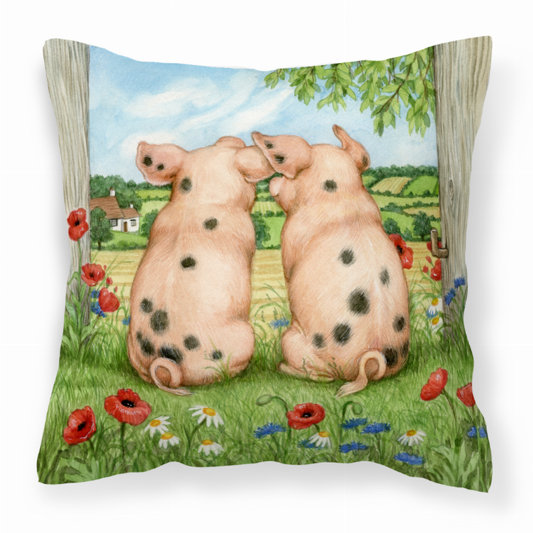 Carolines Treasures, Inc Pig Themed Fabric Decorative Pillow, 18x18 Inches, Polyester Durable