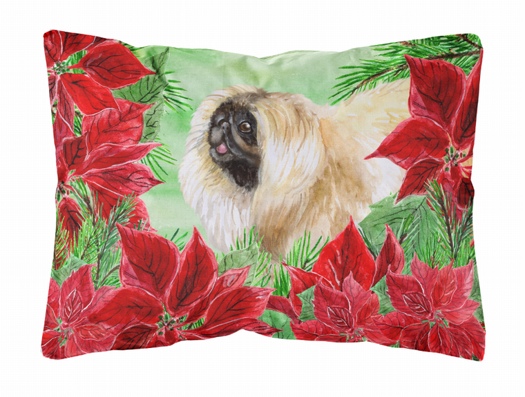 Poinsettas Dog Art Canvas Fabric Decorative Pillow - 652259193165