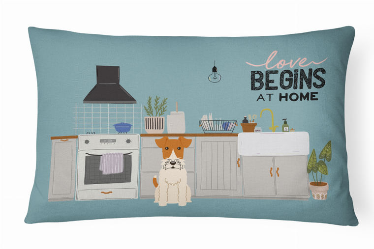 Dog Kitchen Scene Art Canvas Fabric Decorative Pillow - 194030364901