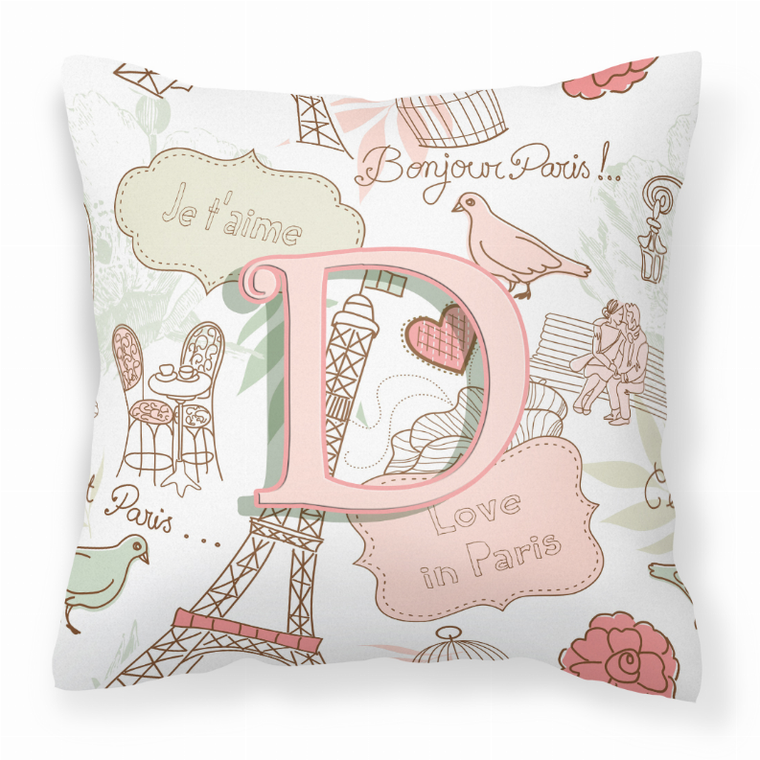 Monogram Letter Love in Paris Pink Fabric Decorative Pillow - 615872975754