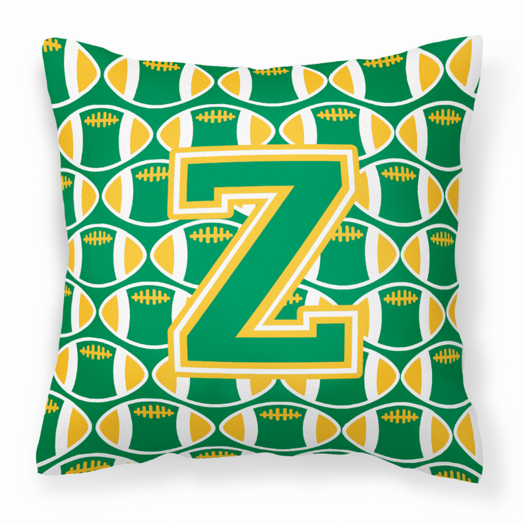 Carolines Treasures Monogram Letter Football Fabric Decorative Pillow, 14 inches by 14 inches, 100% Polyester 