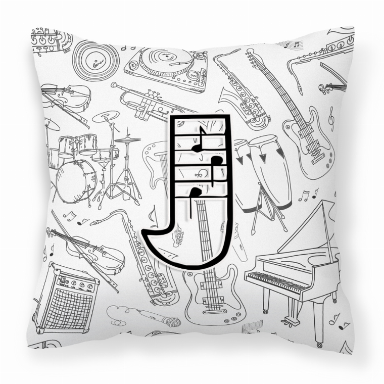 Carolines Treasures, Inc Monogram Letter Musical Note Fabric Decorative Pillow, 14 Inch, Polyester, bright, cheerful