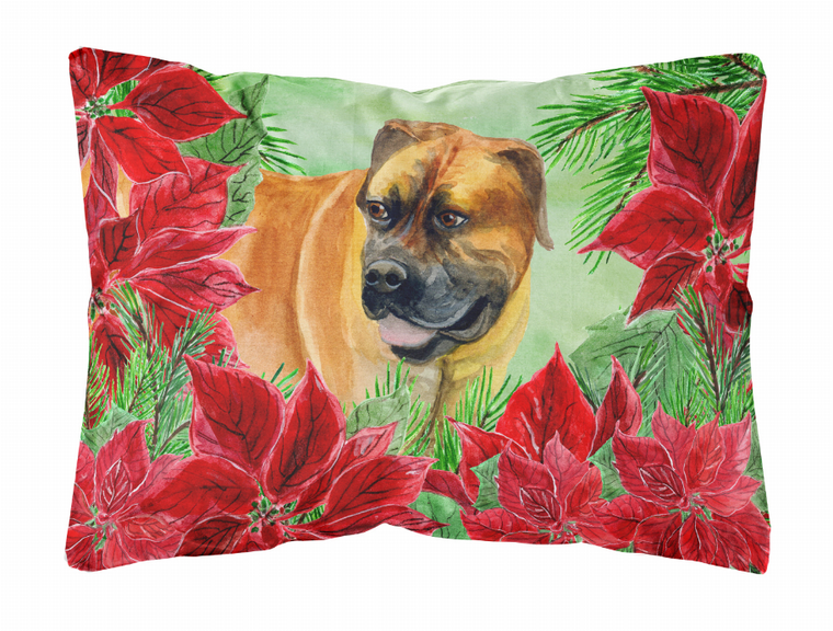 Poinsettas Dog Art Canvas Fabric Decorative Pillow - 652259192823