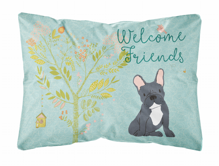 Welcome Friends Dog Art Canvas Fabric Decorative Pillow - 638508898029