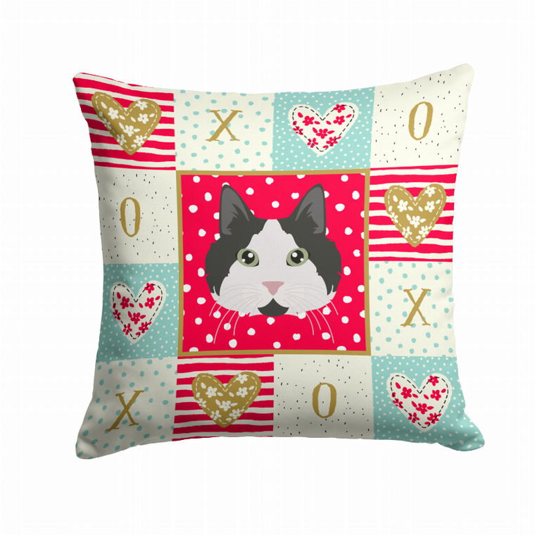 Carolines Treasures Cat Face Love Fabric Decorative Pillow, 14 x 14 Inches, Water Resistant, Practical Use