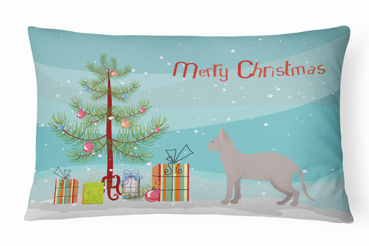 Carolines Treasures, Inc Cat Art/Merry Christmas Canvas Fabric Decorative Pillow, Full Color Artwork, 12x16 Inches, Holiday Decor