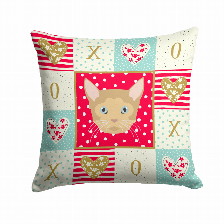 Carolines Treasures Cat Face Love Fabric Decorative Pillow, Full Color, 14 x 14 Inches, Vivid Print