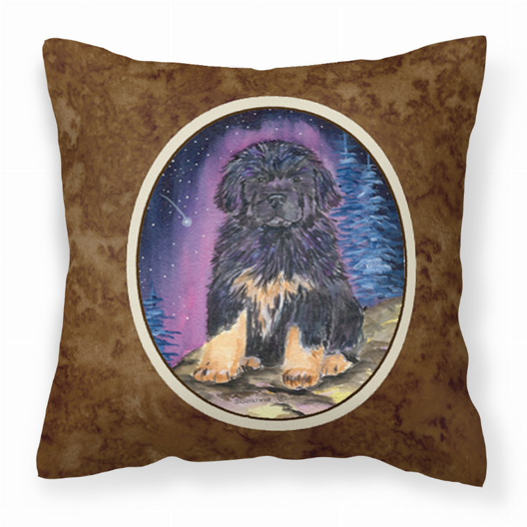Starry Night Design with Dog Picture Fabric Decorative Pillow - 615872504695