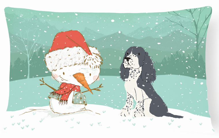 Snowman Christmas Dog Art Canvas Fabric Decorative Pillow - 652259282432