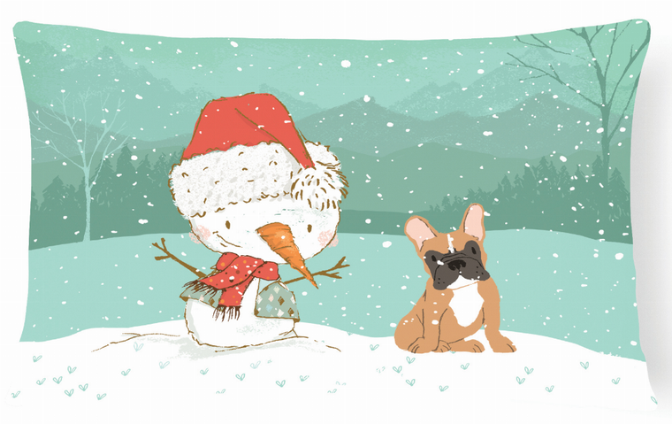 Snowman Christmas Dog Art Canvas Fabric Decorative Pillow - 652259282562