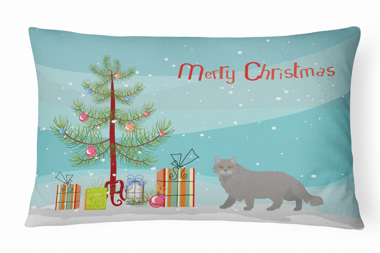 Carolines Treasures Cat Art/Merry Christmas Canvas Fabric Decorative Pillow, Canvas Material, 12x16 Inches, Holiday Accent