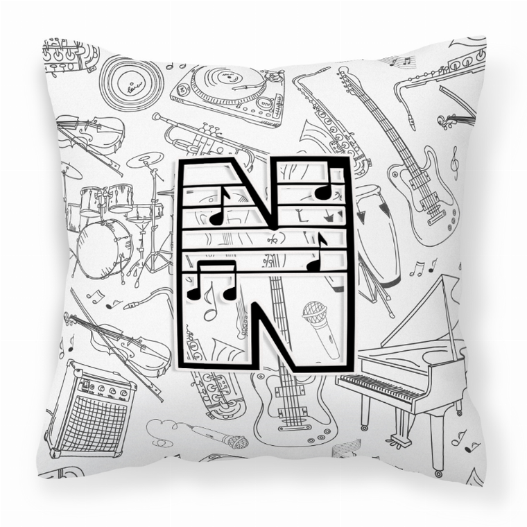 Carolines Treasures, Inc Monogram Letter Musical Note Fabric Decorative Pillow, 14x14 Inches, Water Resistant, cheerful, bright