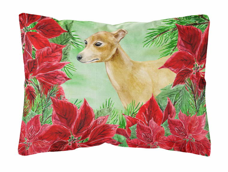 Poinsettas Dog Art Canvas Fabric Decorative Pillow - 652259193332