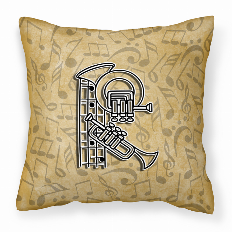 Carolines Treasures, Inc Monogram Letter Musical Instrument Alphabet Fabric Decorative Pillow, soft, cozy, colorful