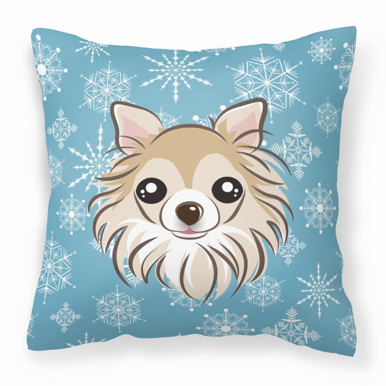 Carolines Treasures Winter Snowflake Dog Face Design Fabric Decorative Pillow, 14x14 Inches, Polyester, Soft Desin