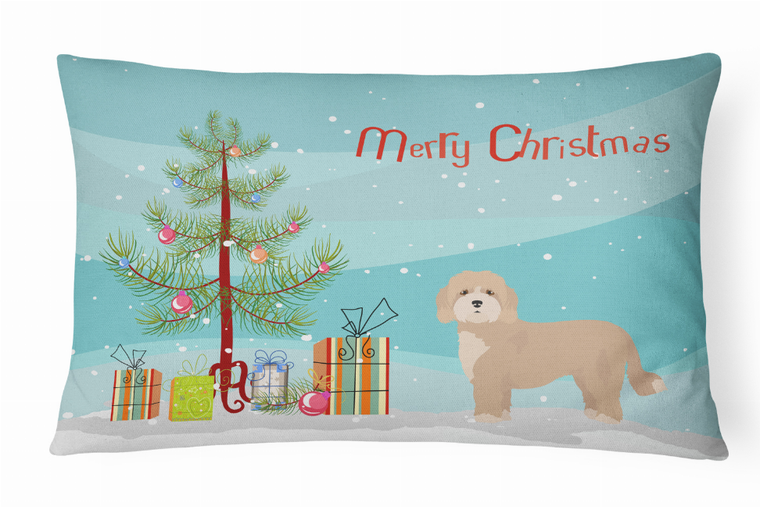 Carolines Treasures Christmas Tree Dog Art Canvas Fabric Decorative Pillow, Style 2 AccentPillow