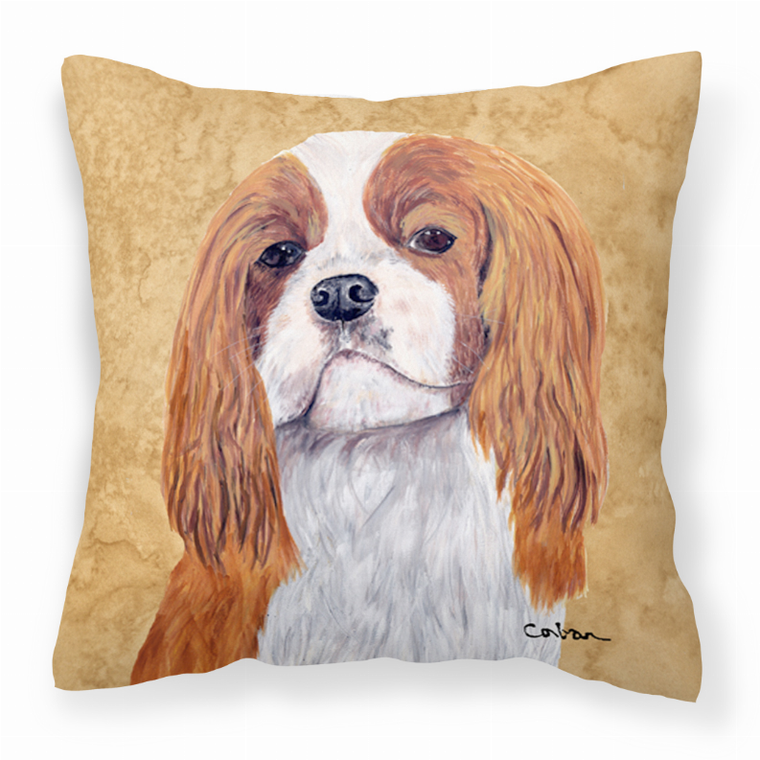 Carolines Treasures Wipe Your Paws Dog Art Fabric Decorative Pillow, 14x14 Inches, Polyester, playful cute