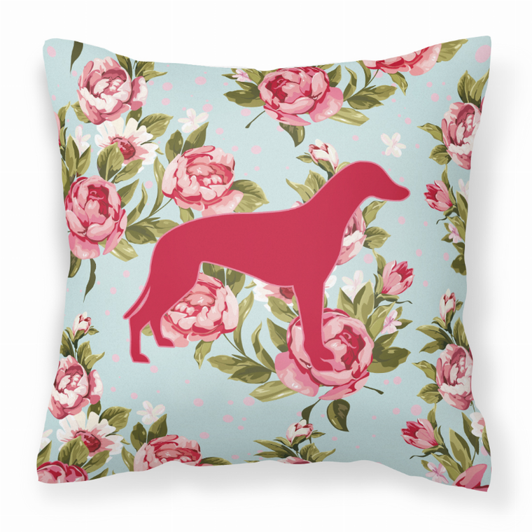 Carolines Treasures Dog Silhouette Shabby Chic Roses Fabric Decorative Pillow, Fabric, 14x14 Inches, Cozy Throw Pillow